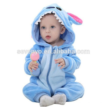 Suave bebé franela mameluco Animal Onesie traje de trajes de pijamas, ropa de dormir, lindo paño azul, bebé con capucha toalla